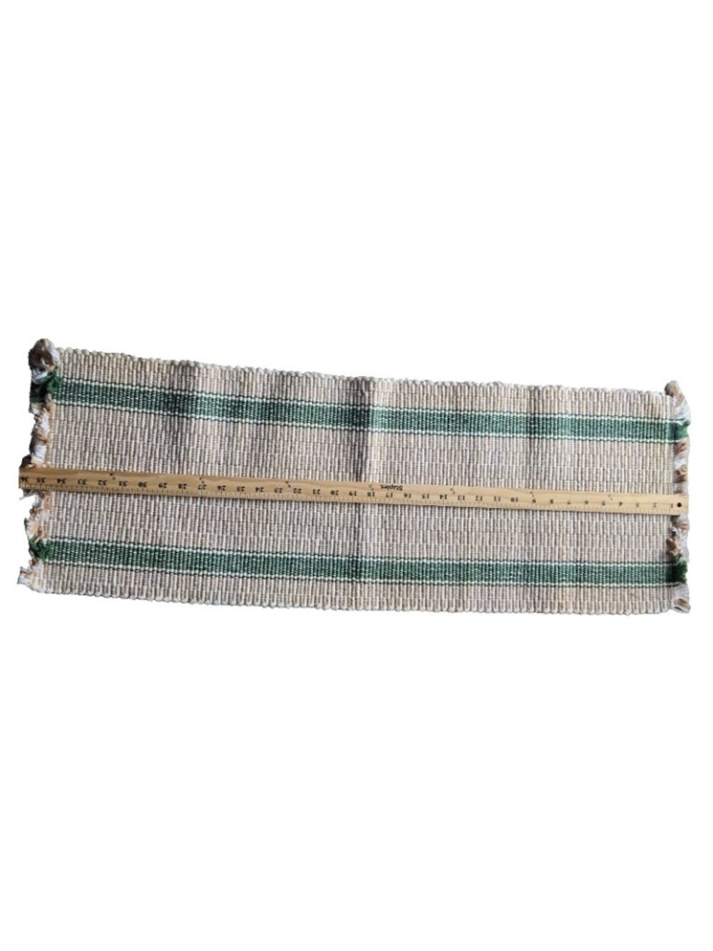 Farm Table Runner Beige Green Reversible Kitchen Farmhouse Cottage 12.5" x 36" - Picture 3 of 8